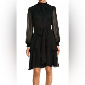 Alex Marie Rosalia Long Sleeve Mock Neck Mini Dress Size 14P LBD Wedding Guest